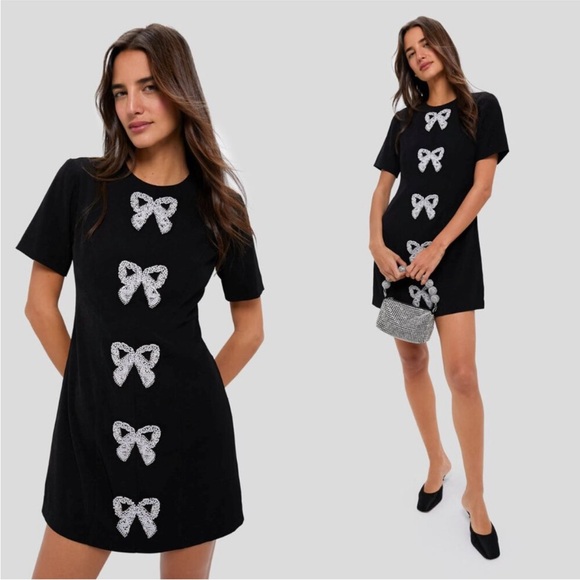blue dress for baby girl Black Bow Sleeve Belinda Mini Dress main image 0